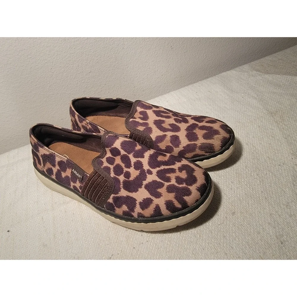 Ariat Canvas Flats Ryder Leopard‎ Print Women's 9B Slip On Shoes EU 40M